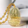 Yellow Crystal Necklace Long Sweater Chain Manjushri Pendant Amitabha Pendant Unisex Gift