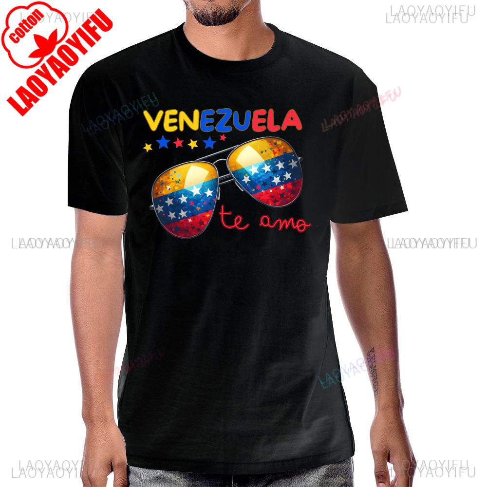 Venezuela Flagga Vintage Stil T-shirt Casual Mode Streetwear Hip Hop Kortärmad Herr T-shirt Andas Komfort Unisex T-shirt