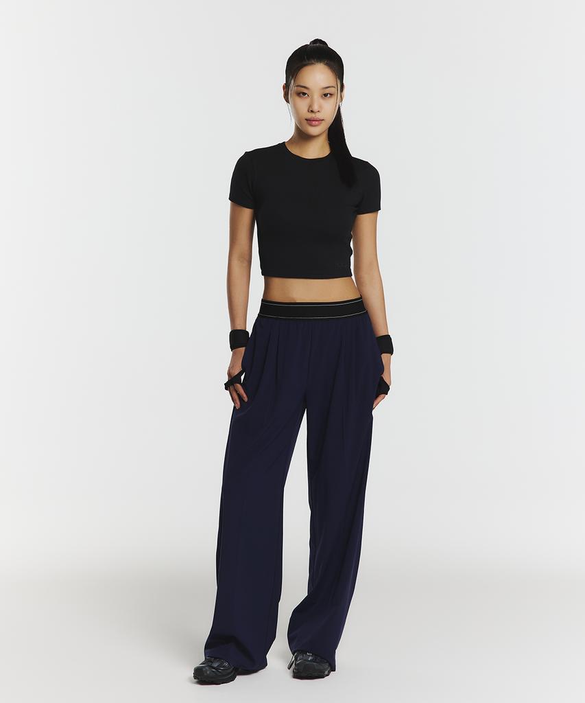 MUSINSA STANDAARD SPORT Alpha Act Elastische Taille Wijde Broek Dames (2 kleuren)