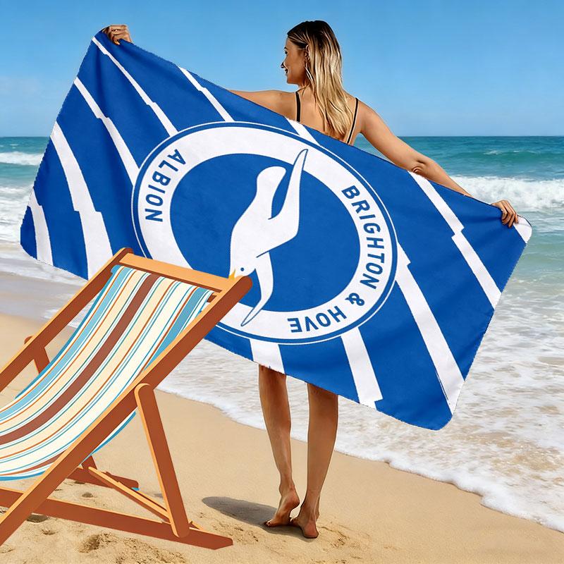 Serviette de plage imprimée Brighton, Grande serviette douce à séchage rapide pour la plage, le camping, la natation