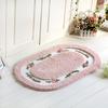 Practical Fluffy Rose Pattern Door Mat Absorbent Pastoral Style Bath Mat Nonslip Thickened Oval Floor Rug Bedroom
