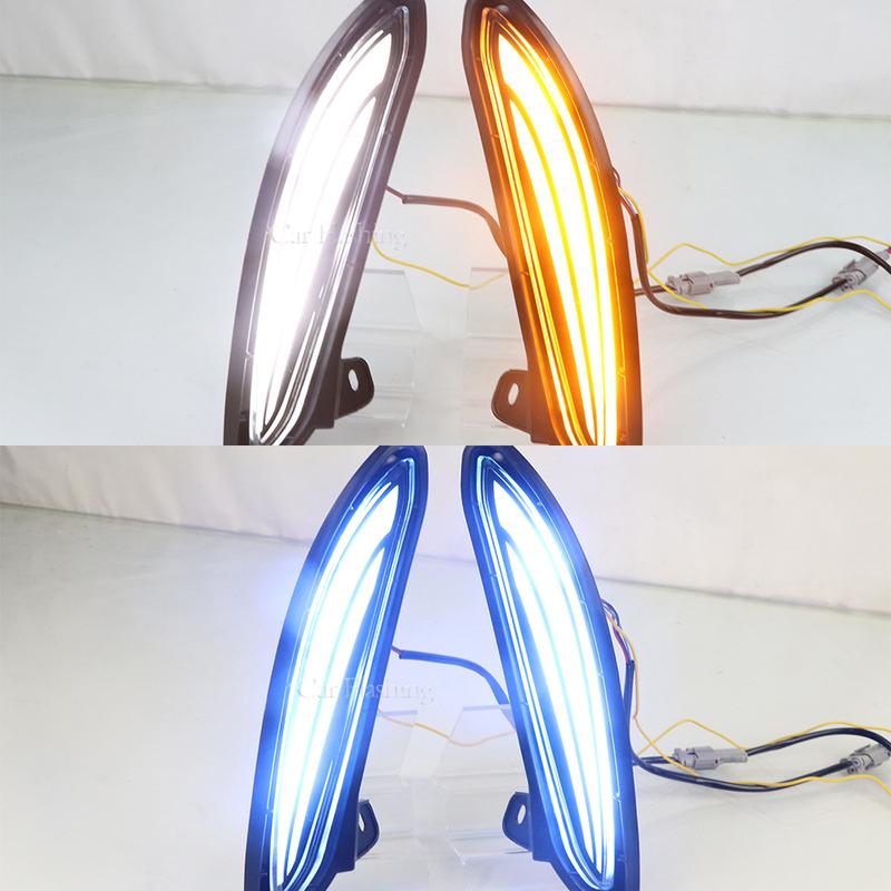 1 Pair For Toyota Harrier Venza    Car DRL Lamp LED Daytime Running Light Dynamic Yellow Turn Signal Relay