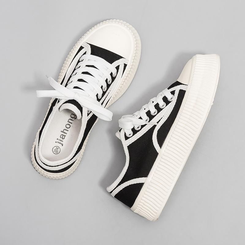 Canvas Shoes Women's 2025 Spring and Summer New Versatile Little White Shoes Casual Board Shoes Women's Muffin Platform Biscuit Shoes Women's B518