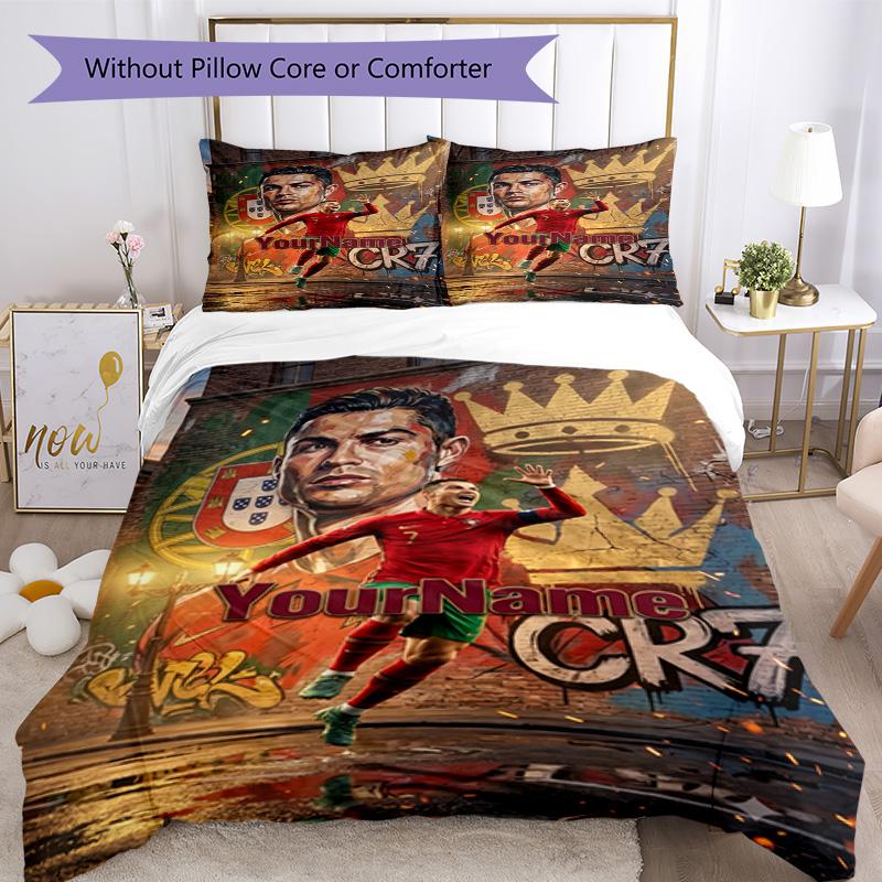 Cristiano Ronaldo 22 Customize Your Name Bedding Set Breathable Duvet Cover with Pillowcases Home Decoration Birthday Gift