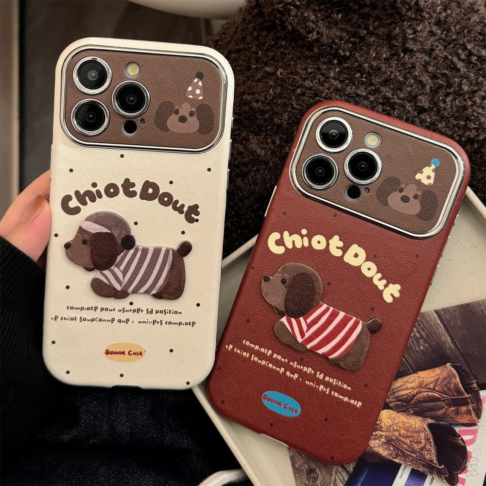 Autumn and Winter Couple Puppies Suitable for 16promax Apple Mobile Phone Case Iphone15 Three-dimensional Cartoon 14 Leather Set 17
