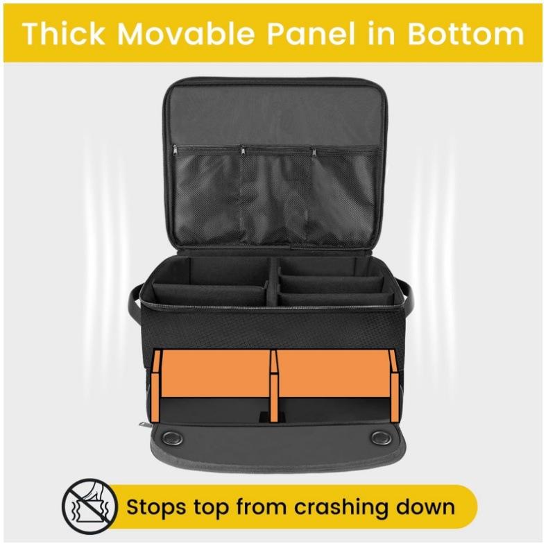 Golf Trunk Organizer – 2 Layer Car Storage Bag with Ventilated Shoe Compartment for 2 Pairs, Multi-Pocket Locker for Balls, Tees, Gloves, Clothes Less