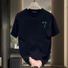 Bawełniany T-shirt dla par z krótkim rękawem Czarny Biały Top Oddychający Wygodny Miękki Casualowy Sportowy