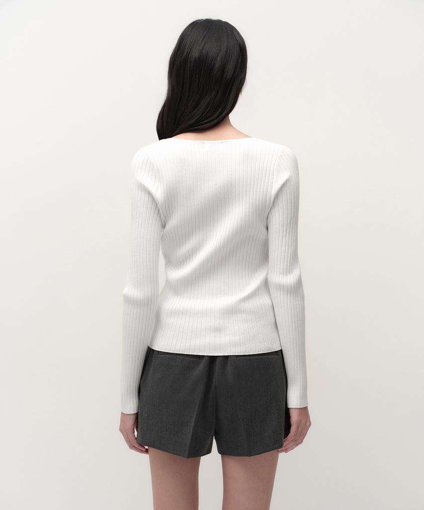 MUSINSA STANDARD WOMAN Women'S Wide Ribbed Slim V-Neck Knit [Ivory]