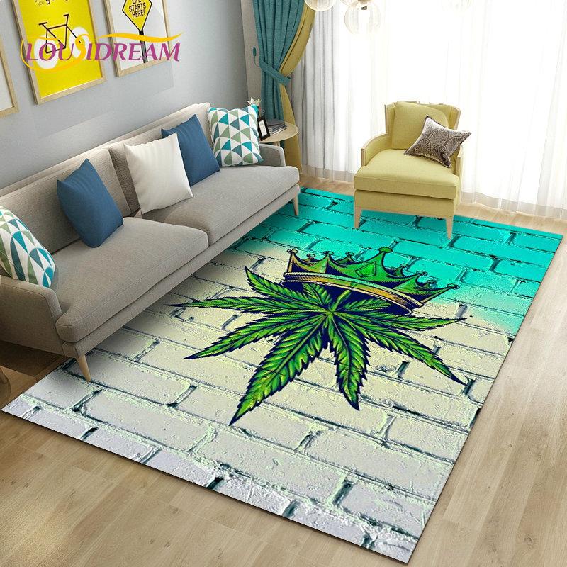 Reggae Music Jamaican Maple Leaf Area Rug,Carpet Rug for Living Room Bedroom Sofa Doormat Decoration,Kid Play Non-slip Floor Mat
