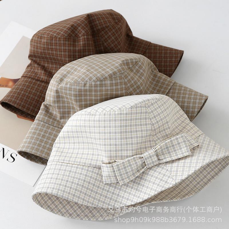 Spring Boutique New Plaid Bucket Hat Women's Spring Summer Versatile Sunshade Sunscreen Hat Showing Washbasin Hat