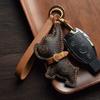 Fadou Original Presbyopia Dog Creative Car Key Bag Pendant Genuine Leather Handmade Custom Personalized Trendy Keychain