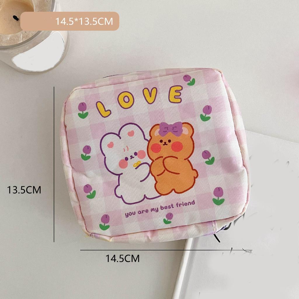 Frauen Niedliche Kosmetik Make-Up Tampon Bär Rabbiti Serviette Beutel Lagerung Tasche Sanitär Tasche Mini Daten Kabel Organizer Taschen