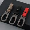 The First Layer of Cowhide Keychain Pendant Simple Car Metal Keychain Buckle Head Keychain
