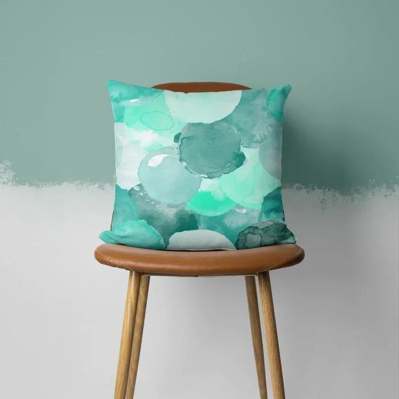 Türkis Kissenbezug Blatt Feder Geometrisch Herz Sofakissenbezug Schlafzimmer Heimdeko Bürodeko Zubehör 50x50cm45x45