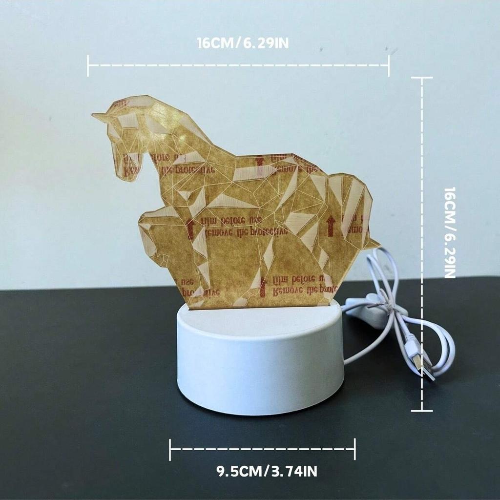 3D visual effects of horse night lights, creative desktop and bedroom atmosphere lights, and night lights for room decoration