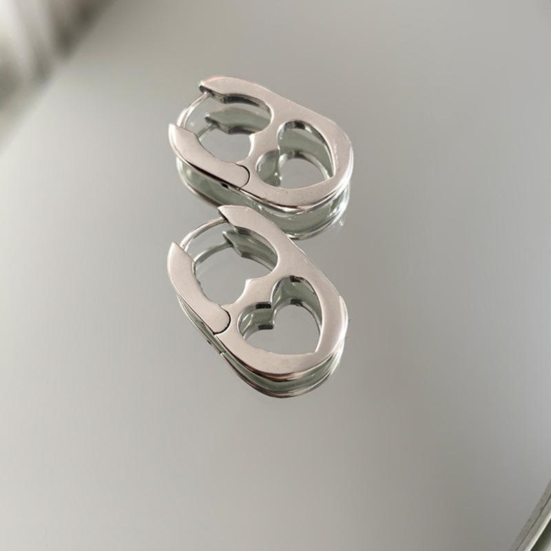 Copper Color Hollow Double Heart Earrings for Women Korean Style Design Ear Buckle 2022 Korea Fashion Zircon Accessories