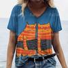 Tricou de vară pentru femei, cu imprimeu de pisici, tricouri 3d, cu mânecă scurtă, la modă, îmbrăcăminte de stradă, pulover cu gât turnu, îmbrăcăminte supradimensionată pentru femei