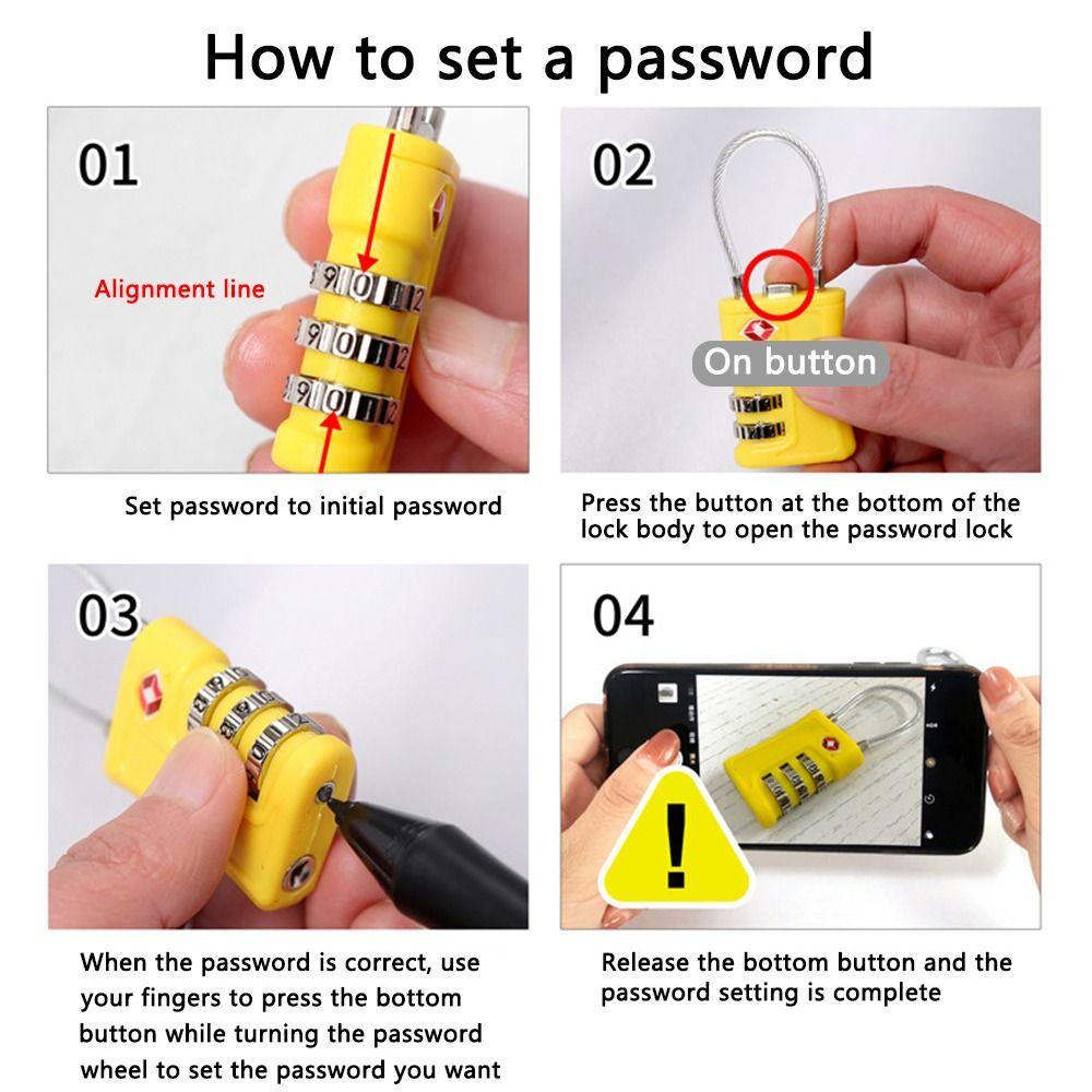 Cabinet Locker Security Tool Contrast Color Padlock TSA Customs Code Lock Luggage Password Lock 3 Digit Combination Lock