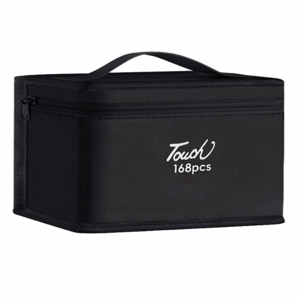 Black Color Marker Pens Storage Bag Massive Storage Zippered Closure Art Markers Organizer Handbag Style Functional Storage