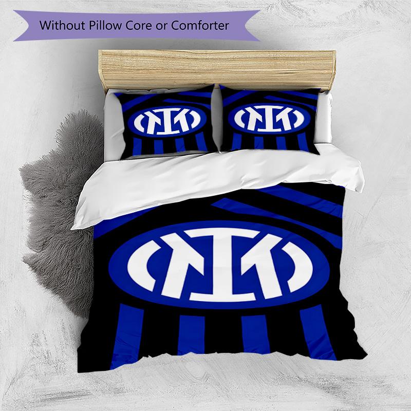F.C. Internazionale Milano Printed Pattern Duvet Cover Set – Includes 1 Duvet Cover and 2 Matching Pillowcases Bedroom Decor Christmas Gifts