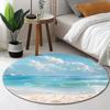 1Pcs Beach Scenery Pattern Round Area Rug Indoor Non-Slip Washable Fiber Carpet Soft Comfortable Mat For Bedroom Living Room
