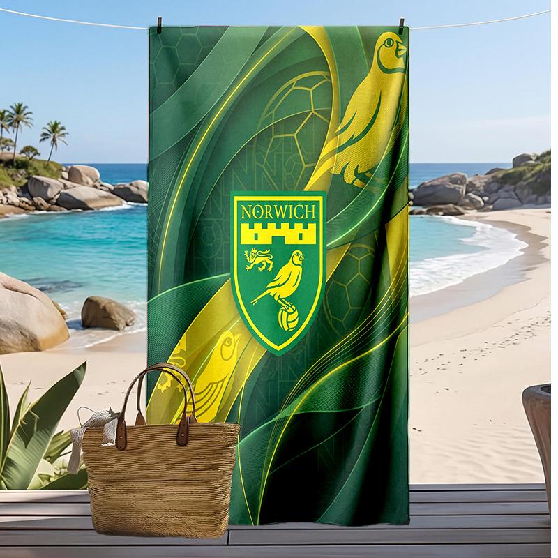 Norwich City Football Print Beach Towel, Large Soft Quick Dry Towel for Beach Camping Swimming