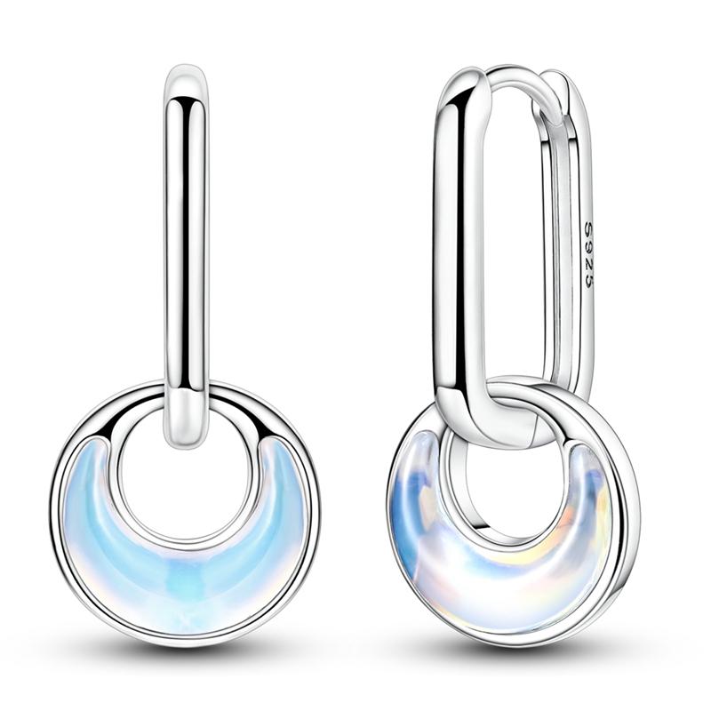 925 Silver Hoops Earrings Starlight Crystal Pearl Bow Sun and Moon Earring With Zirconia Fashion Jewelry for Women Girl