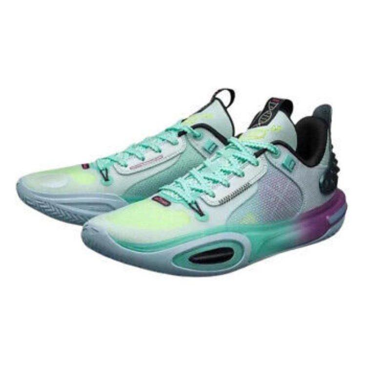 Li Ning All City 11 Psychedelic Cushioning Slip Resistant Abrasion Resistant Low Top Basketball Shoes Men's Blue ABAT005-3