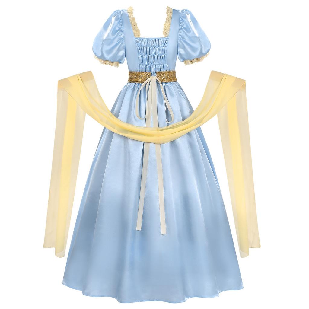 Mittelalterliches Fantasy-Cosplay-Kleid aus Leinenstoff für Bühnenauftritte und zwanglose Veranstaltungen