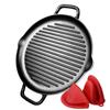 Vorgewürzte Gusseisen-Grillplatte - 12 Zoll Runde Grillpfanne mit doppelten Griffen für BBQ und Herdplatten zum Grillen von Steaks und Fleisch
