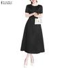 Women Casual Round Neck Summer Short Sleeve Dress