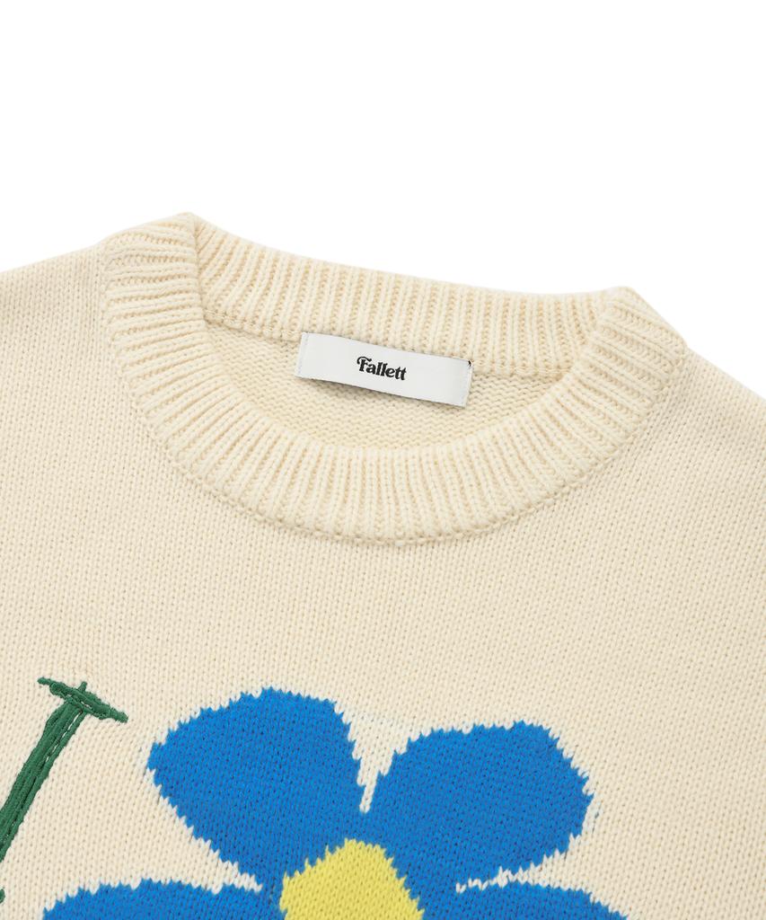 FALLETT [22Fw] Drawing Flower Knit Ivory
