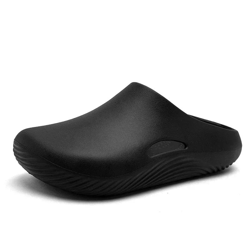 Men Slippers WaterProof Anti Skid Chef Shoe Breathable Slip On Casual Home Slippers Lightweight Beach Sandals Male Garden Clogs