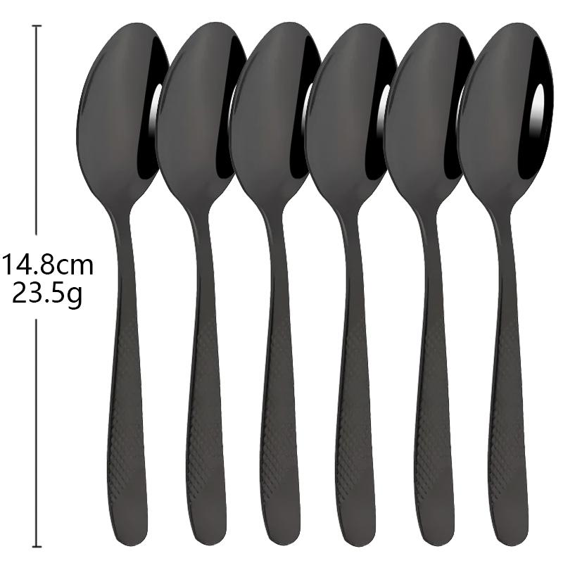 6 Stück Besteck Edelstahl Abendessen Obstgabel Bunte Kuchengabeln mit langem Griff Teelöffel Set für Hotel Party