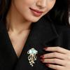 Women Brooch Blue Faux Crystal Jellyfish Shape Lapel Pin Suits Coats Bags Scarves Badge Versatile Accessory