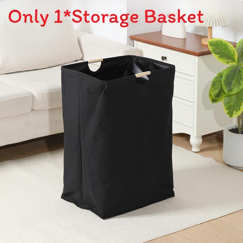 Cotton Linen Collapsible Laundry Basket With Wooden Handles For Home Organization And Storage