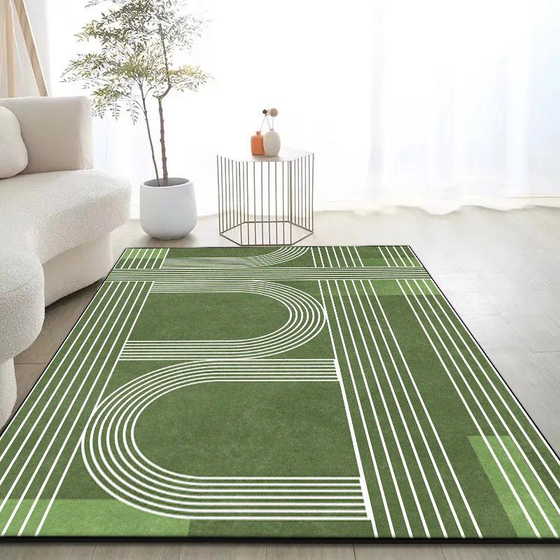 Modern Minimalist Green Carpet Non Slip Washable Large Rug for Living Room Bedroom Abstract Decor