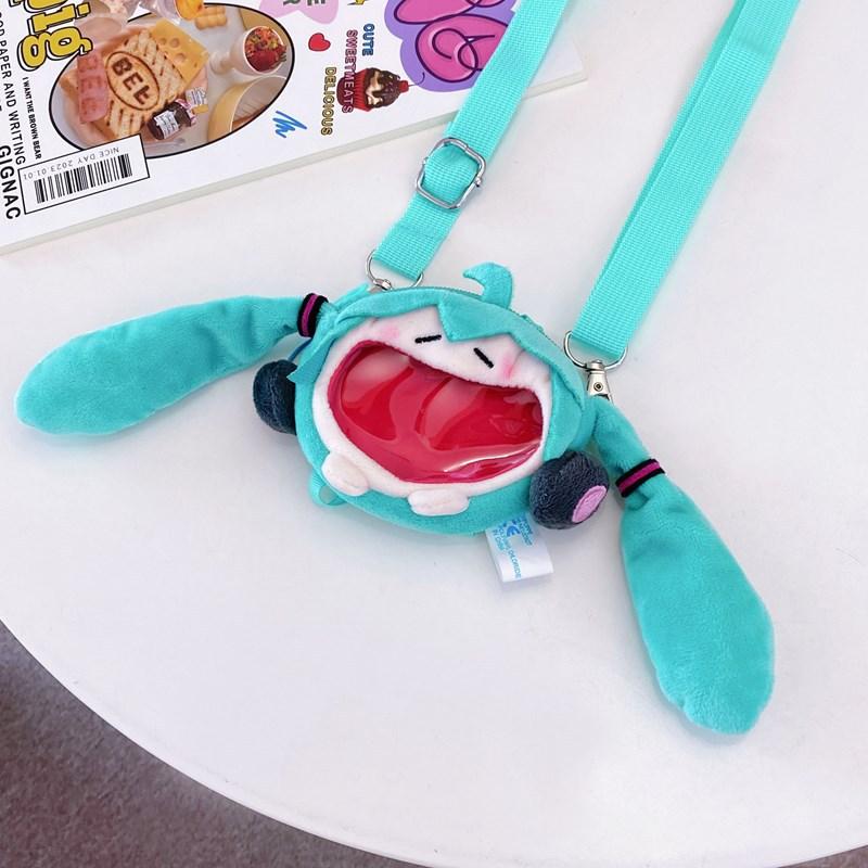 Hatsune Miku Coin Purse Shoulder Bag Cartoon Kawaii 14Cm Headphone Bag Plush Pain Bag Crossbody Bag Keychain Girl Gift