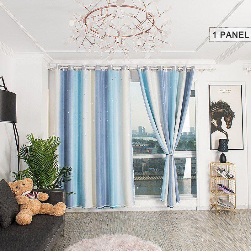 Elegant 2 Layer Stars Window Curtain Featuring Luxurious Blackout And Tulle Drapes