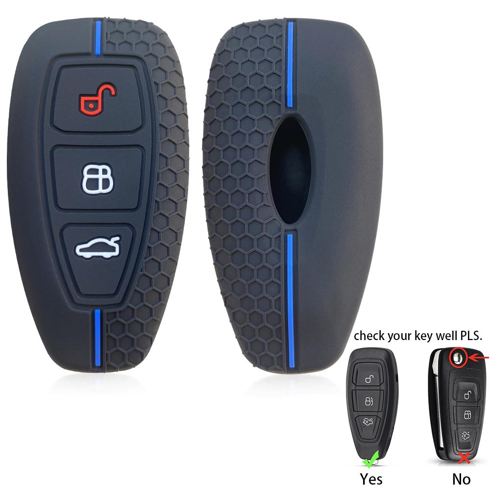 Silicone Key Cover Protection Shell Fob For Ford Fiesta Transit Custom Mondeo Kuga 2 Ecosport Focus Mk4 3 Button Flip Folding