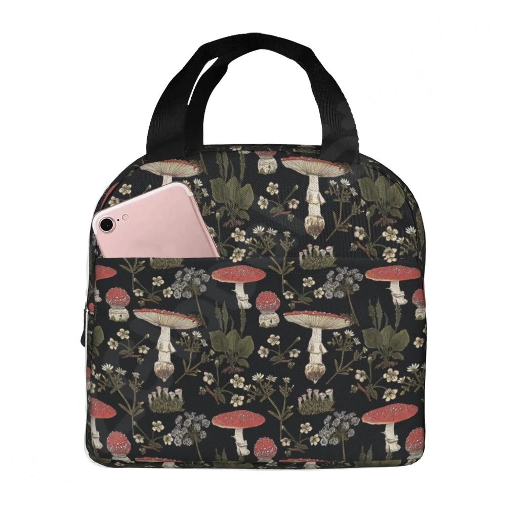 Lunch Bag for Women Men Mushroom Art Reusable Insulated Cooler Lunch Tote Box Cute Funny Container Lunch Holder Portable Bag