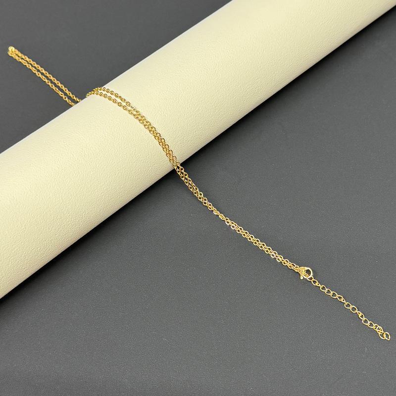 Women's Stainless Steel O-Shaped Cross Chain Necklace - Titanium DIY Clavicle Jewelry