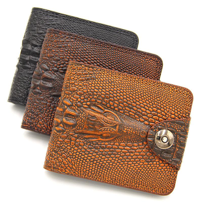 Crocodile Print Pánske Krátke peňaženky Hasp Vintage Design Držiak kariet Peňaženky Módne Podnikanie Peňaženka na mince Billfold