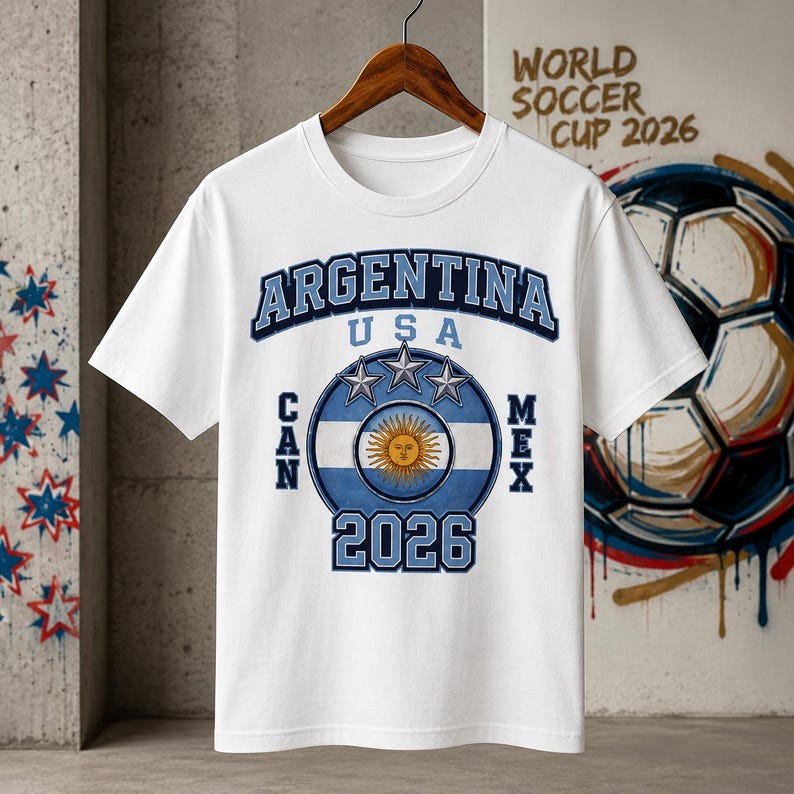 Argentina Soccer 2026 T-Shirt | Argentina USA CAN MEX World Cup Circle Design