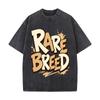 Bold Vintage Rare Breed Lettering Washed Faded Vintage Short Sleeve Fashion Versatile Daily Tee