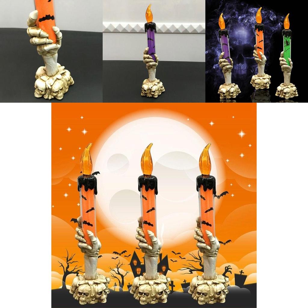 Enchanting Halloween Skull Skeletal Hand Stand Led Candle Light For Party Decoration