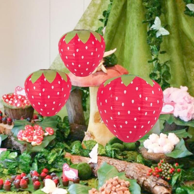 Erdbeere Papier Laternen Geburtstag Party Dekor hängen 3D Ornament Hintergrund