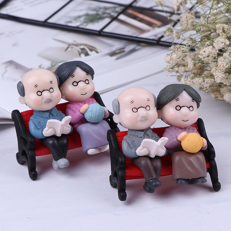 1Set Dollhouse Miniatures Garden Micro Landscape Grandparents Figurines Decor