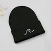 Winter Beanie Hats for Men Women Embroidery Wave Knit Cuffed Beanie Skull Cap Outdoor Daily Wear