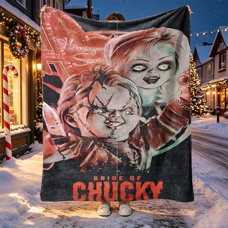Coperta con Motivo Bride of Chucky per Decorazione Casa, Letto, Divano, Viaggio in Auto, Campeggio, Adatta a Tutte le Stagioni, Regalo di Compleanno Natale